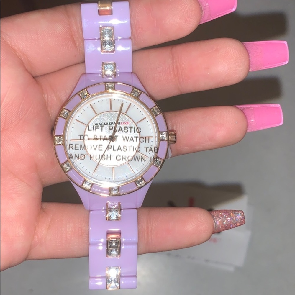 IsaacMizrahi Ceramic Crystal Link Round Dial Watch